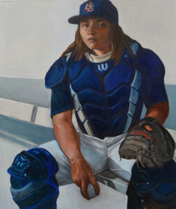 Elise Dodeles painting of Alexia Jorge in baseball gear