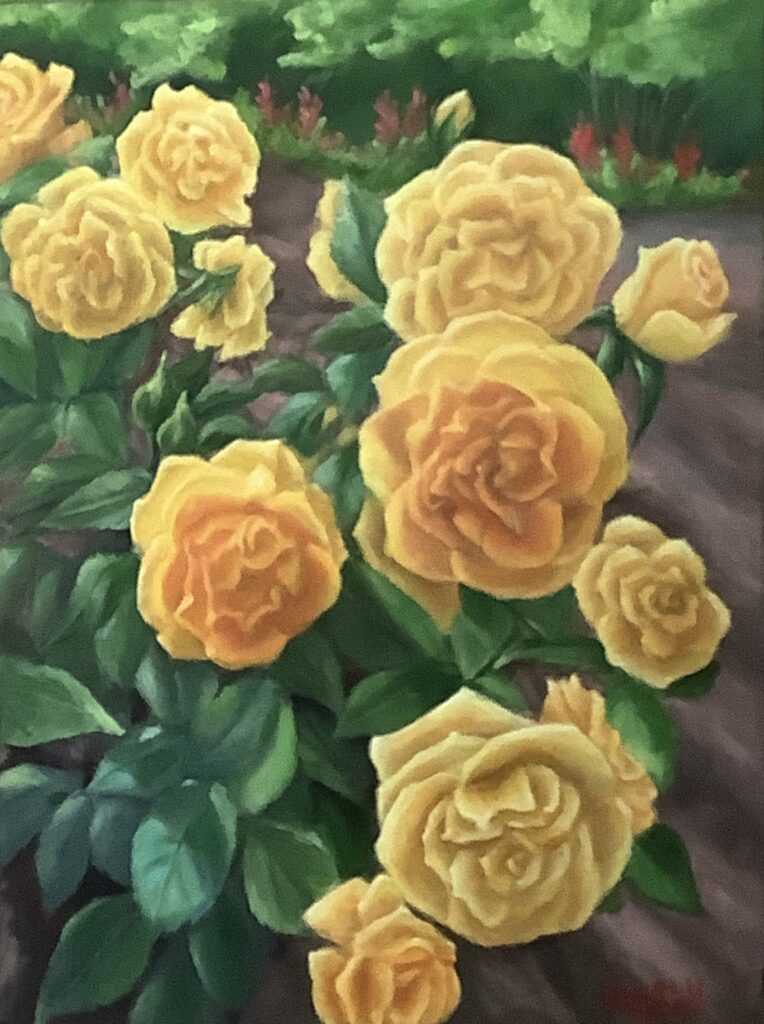 Shanthi Manickam painting called Yellow Roses